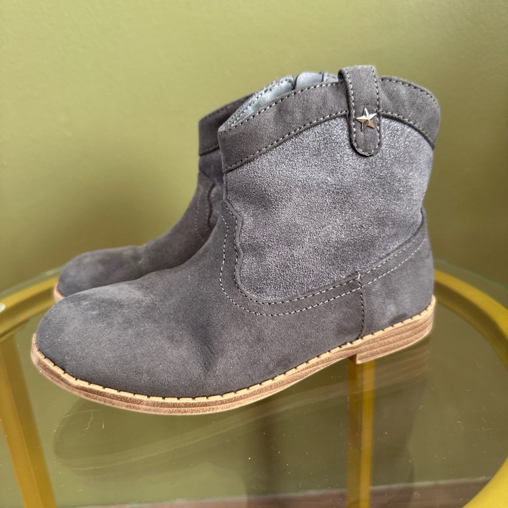Gray Sparkle Suede Kids Cowboy Boots